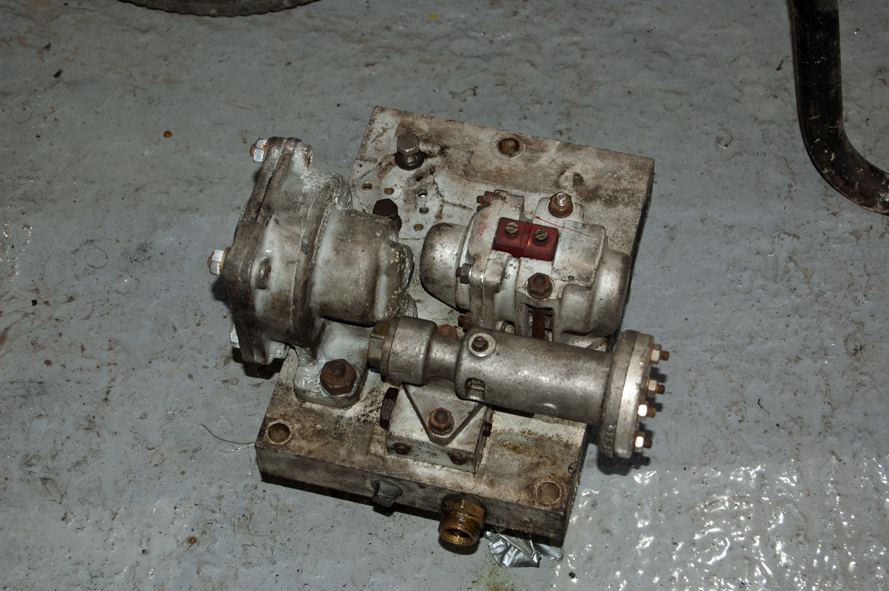Some of the air braking valves, from the box under the cab floor, have been removed