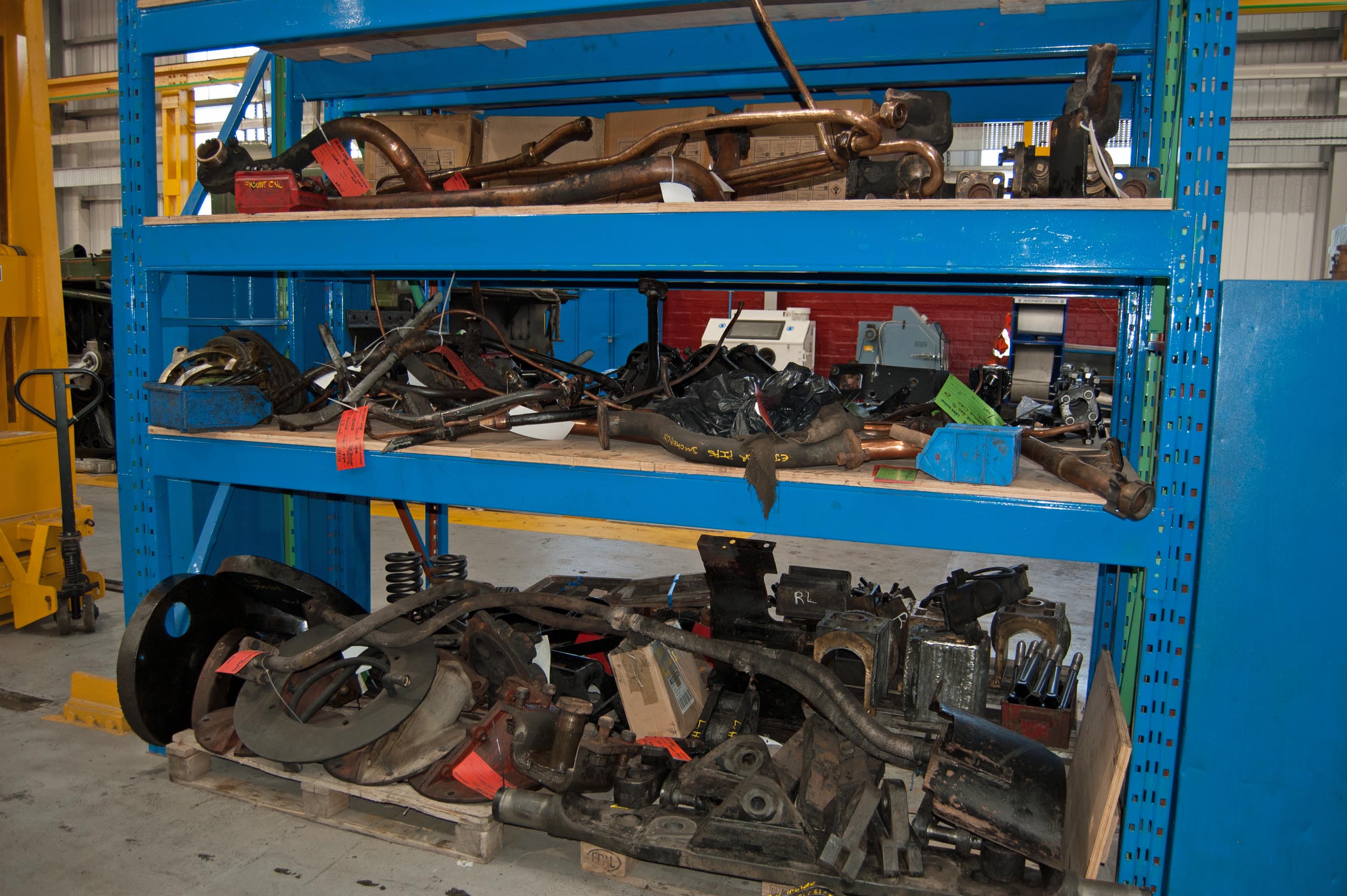 Lots of the smaller bits that have been taken off the locomotive. How many can you identify?