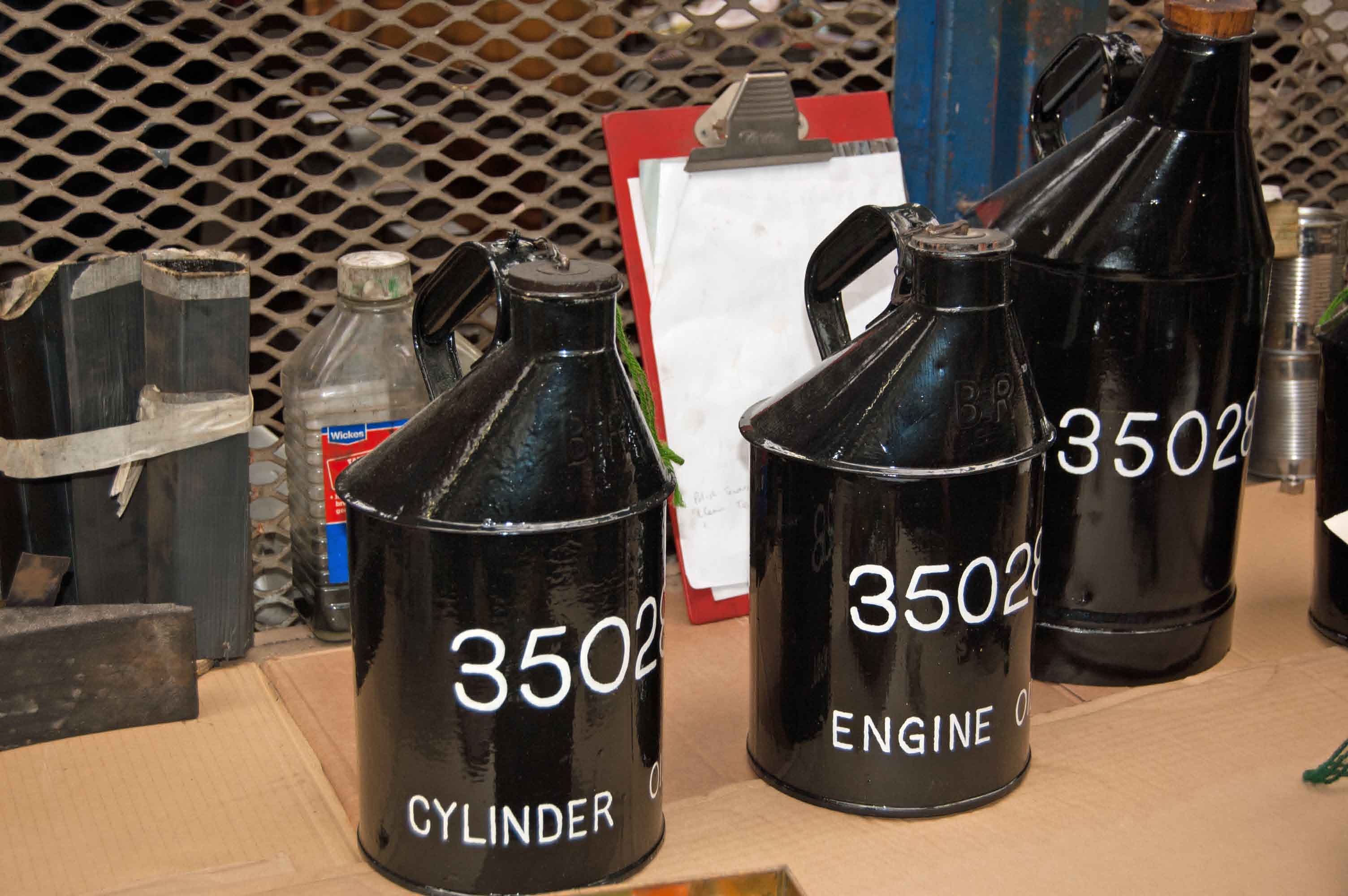 Each of the oil bottles is labelled