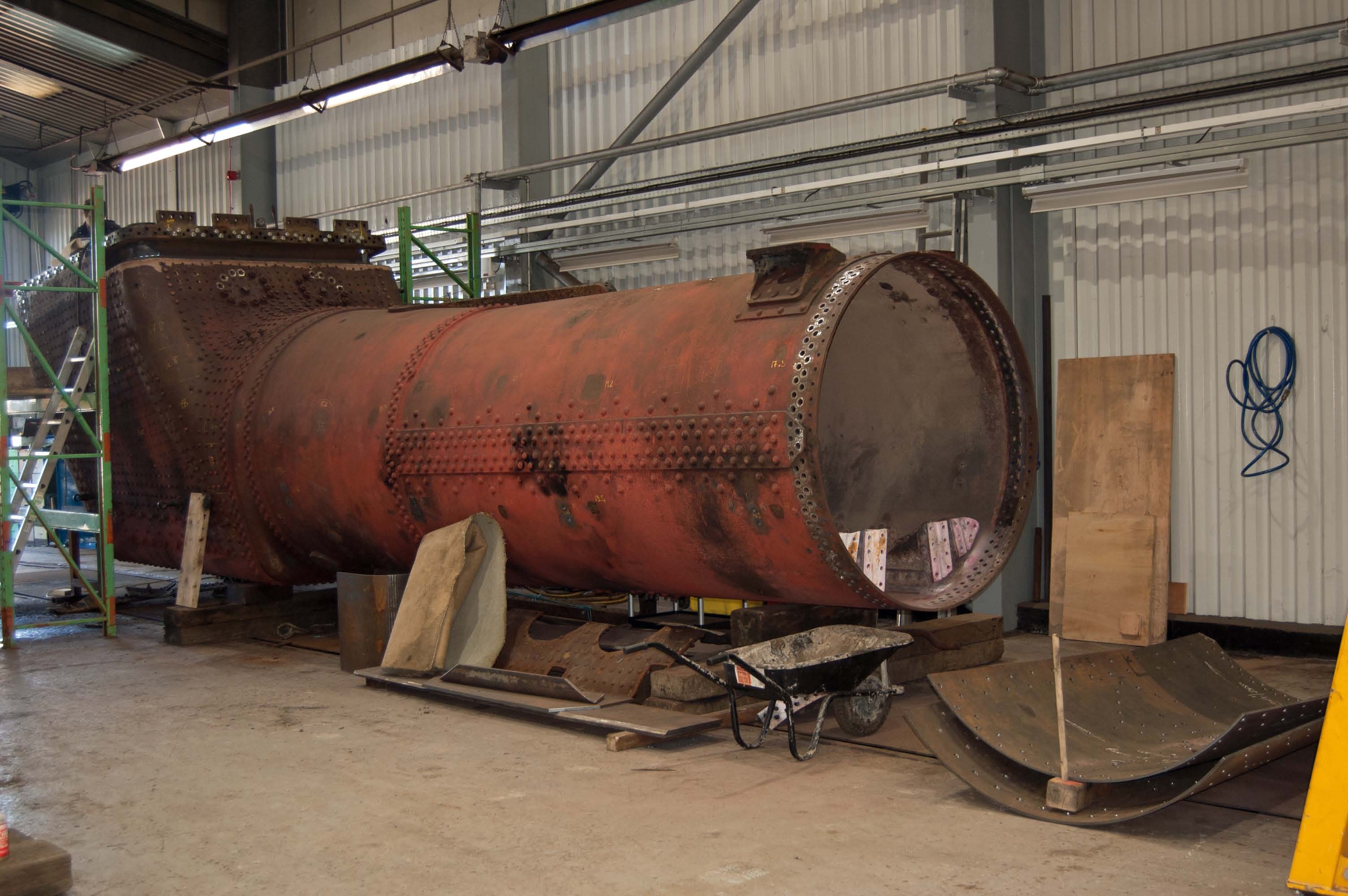 The smokebox and the old front tubeplate have been removed